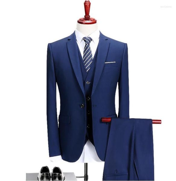 Herrenanzüge 2023 Blauer Herren-Abendanzug, modisch, für Herren, individuell, Slim Fit, lässig, Smoking, Business-Kostüm, Herren, Hochzeit, Bräutigam, 3-teilig