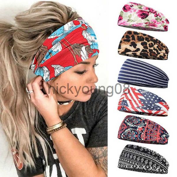 Bandanas Blumendruck Sport Yoga Stirnbänder Frauen elastische breite Haarbänder dehnbare Kopfbedeckung für Mädchen Schweiß Bandana Haarschmuck x0628