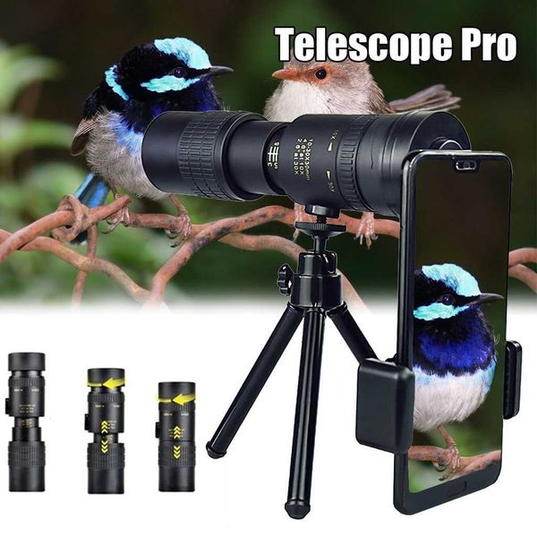 Binóculos de telescópio 4K 10-300X40MM Super Tephoto Monocular Tescope Zoom Monocular Binóculos Pocket Tescope para Smartphone Tirar foto HKD230627