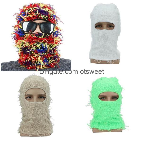 Береты Clava Died Knitted Fl Face Ski Mask Shiesty Camouflage Knit Fuzzy Drop Delivery Модные аксессуары Головные уборы Шарфы Перчатки Шапки Otckq