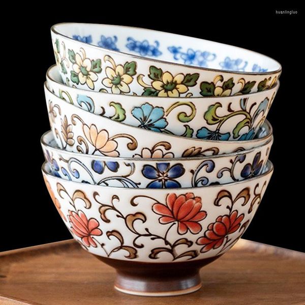 Ciotole Ciotola di riso in ceramica sottosmalto in stile giapponese da 4,9 pollici Utensili da cucina in porcellana Ramen Contenitore per dessert di frutta vintage