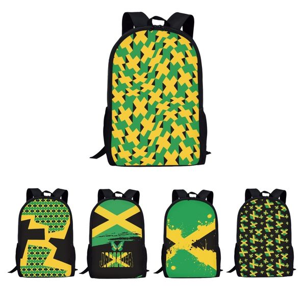 Schultaschen Belidome Jamaikanische Flagge Design Teenager Schultasche Einfacher Stil High School Rucksack Personalisierte Büchertaschen für Kinder Mochila 230627