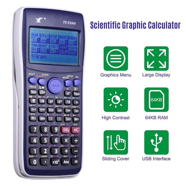 Taschenrechner Großhandel Taschenrechner Rechner Wissenschaftlicher Grafikrechner Multifunktionaler großer LCD-Bildschirm Einstellbare USB-Schnittstelle x0908