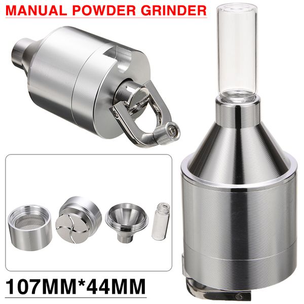 Mills 1pc Grinder in polvere di metallo Hand Herb Spice Grinder Mill Imbuto Food Grinder Contenitore Utensili da cucina con contenitore Utensili da cucina 230627