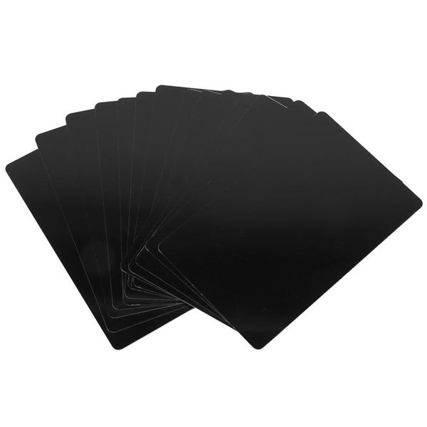 Cartões 100pcs preto alumínio de alumínio gravação de metal acesso comercial cartão de visita em branco 0,22 mm de espessura