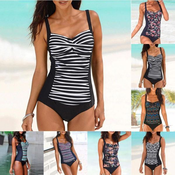 Damenbadebekleidung 2023 Ankunft Gestreifter einteiliger Body Sommer Strand Badeanzug für Frau Rückenfreier Badeanzug Bauchkontrolle Tankini