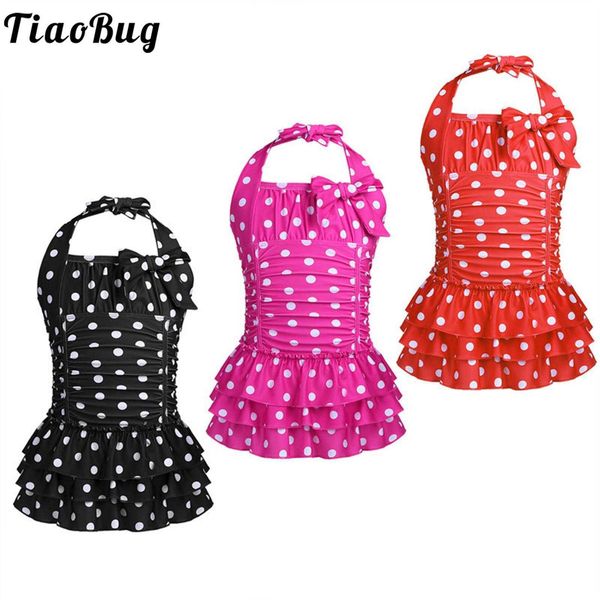 Costumi da bagno TiaoBug Bambini Adolescenti Costume da bagno intero con scollo all'americana Polka Dots Costumi da bagno a balze con balze Ragazze Costumi da bagno Costume da bagno Costume da bagno HKD230628