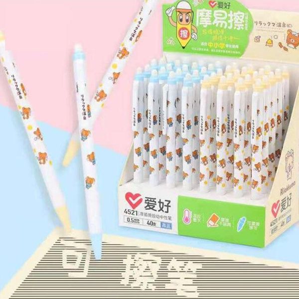 Canetas 40 PCs/lote Creative Bear Erasable Gel Pen fofo 0,5 mm Press