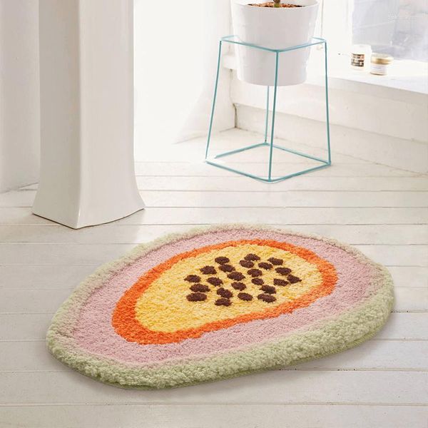 Tappeti Tappeti Papaya Tappeto da bagno Tappeto d'ingresso per frutta Tappetini da cucina Zerbino di benvenuto Home Camera dei bambini Nursery Decor 65x47cm