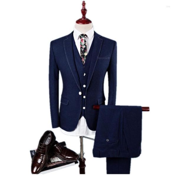 Ternos masculinos 2023 homens magros casuais negócios masculinos formais blazer personalizados terno festa de casamento jantar traje hombre (jaqueta colete calça)