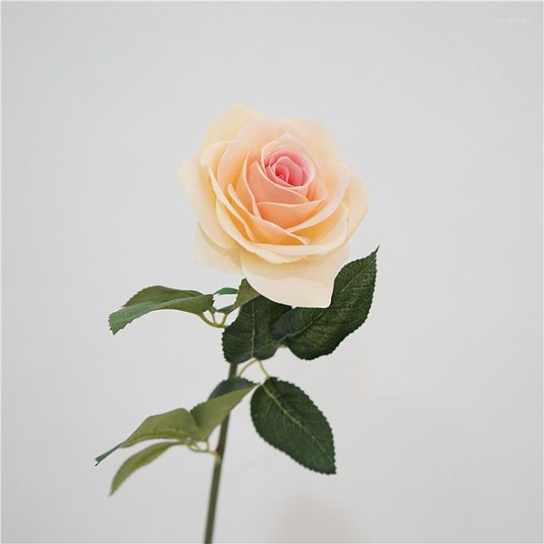 Fiori decorativi Simulazione Lattice Rose francesi Rami Fiore artificiale Champagne Rose Regalo di San Valentino Decorazione per feste