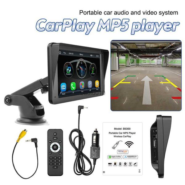 s 7 polegadas carro mp5 player portátil sem fio carplay carro tela sensível ao toque multimídia cartão bluetooth universal player de vídeo host l230619