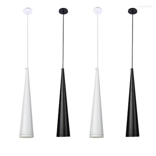Candeeiros pendentes Lustre Candeeiro de barra LED Cone longo Restaurante Decoração criativa Tubo reto Refletores COB Móveis