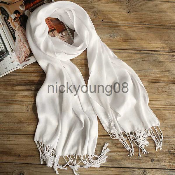 Bandanas femininas lenço de algodão branco puro xales de borla cachecol lenço de senhora hijabs para tingimento DIY bordado pintura 60*170 cm x0628