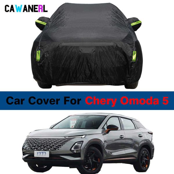 Cobre carro preto completo à prova d'água antiuv sombra solar neve chuva poeira proteção capa automática à prova de vento para chery omoda 5hkd230628