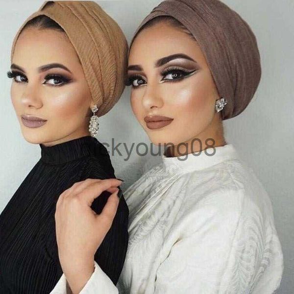 Bandanas 1 PC Blase Plain Schal Frauen muslimische Crinkle Hijab Schal Femme musulman weiche Baumwolle Kopftuch islamische Hijab Schals und Wraps x0628