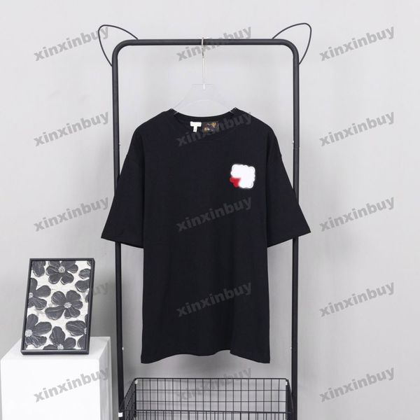 xinxinbuy Men designer Tee t shirt 23ss love Etichetta tasca in pelle polo manica corta cotone donna giallo nero bianco XS-XL