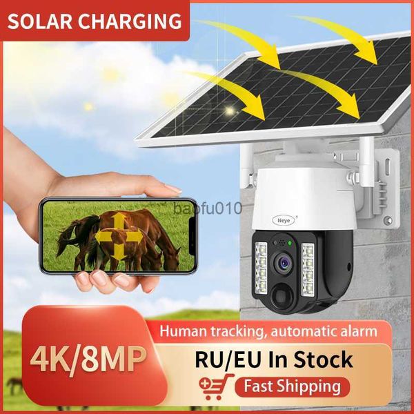 Câmera solar wifi ao ar livre 1080 p pir detecção humana sem fio vigilância câmeras ip com painel solar 7800 mah bateria de recarga l230619