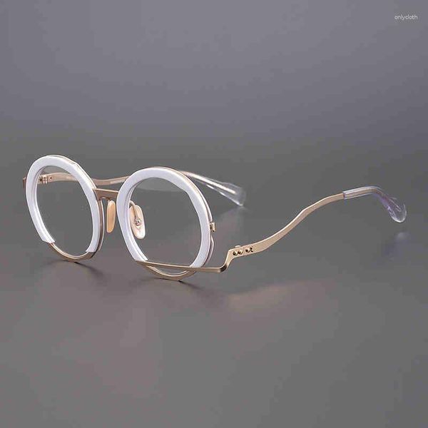 Óculos de Sol Factory Outlet Japonês Masahiro Maruyama Personalizado Manual Forma Irregular Óculos Rosto Grande Armação Redonda Espelho Óptico