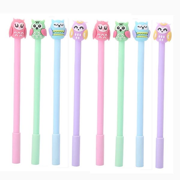 Canetas 24pcs Elegantes Fancy Kawaii caneta coruja fofa caneta escolar escalonada