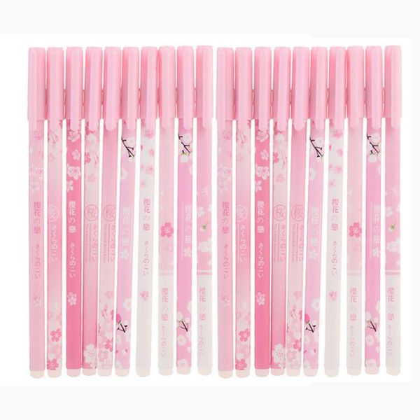 Canetas 60pcs/lote Japão Canetas apagáveis azuis preto tinta fofa flor de cerejeira kawaii gel caneta lavável haste engraçada escolar menina papelaria