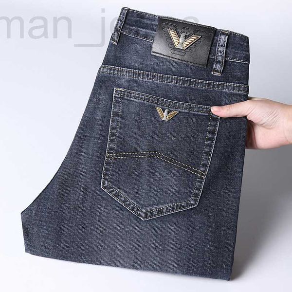 Jeans da uomo firmati Marca primavera ed estate jeans sottili pantaloni da uomo in denim casual da lavoro larghi a vita alta elastici a tubo dritto T3LS