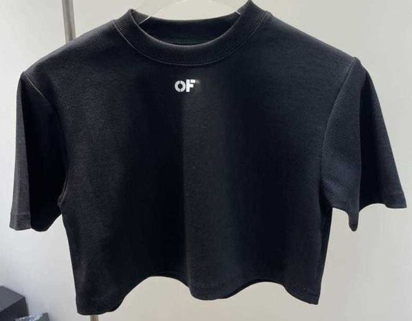 Tasarımcı yeni 23ss Offes Baskı Yaz Moda markası Kadınlar Süper Kısa Pamuklu Tişört Seksi Katı Kadın Slim Fit Kırpma Üst Şık Kız Giyim Yelek