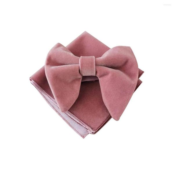 Галстуки-бабочки Drop Dk Pink Velvet Men's Oversize Solid Red Big Bowtie Tuxedo Tie Hanky Set Gift For Boyfriend Men Suit Accessorie