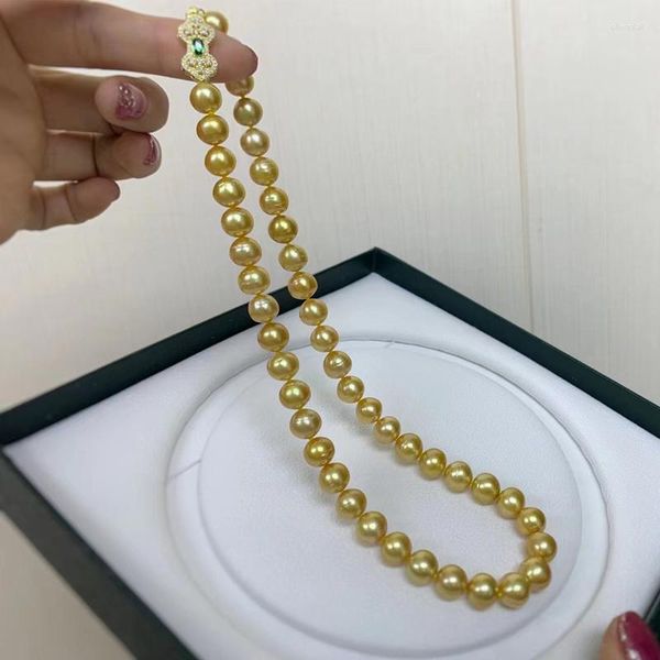 Ketten Schöne 8-10mm echte natürliche Südsee fast runde Perlenkette Frauen Geburtstag Jahrestag GeschenkKetten Gord22