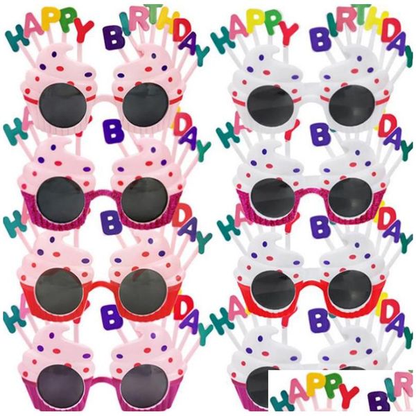Partybevorzugung Geburtstag Sonnenbrille Gefälligkeiten Dekoration Neuheit Lustige Brille für Kinder Adts Süße Brillen Po Requisiten Creme Kuchen Blume Ballo Dh0Qh
