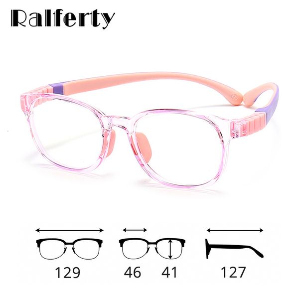 Brillengestell Ralferty TR90 Kinder-Silikonscharnier Mädchen Junge Kinder Anti-Blau-Brille Flexibel 0 Dioptrien Rezeptoptik 230628