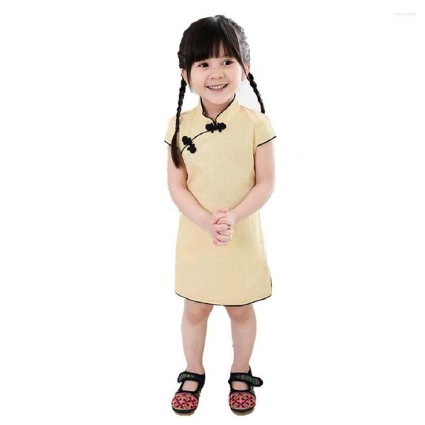 Abbigliamento etnico Vestito in stile cinese Vestiti per bambina Estate Vestidos Infantis QIPAO Cheongsam Chi-pao