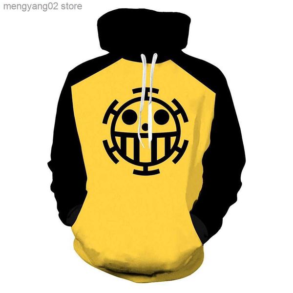 Felpe con cappuccio da uomo Felpe Anime One Piece Trafalgar Law Felpa con cappuccio cosplay Come Felpa con cappuccio unisex Top Uomo adulto Felpa casual Pullover T23628