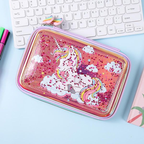 Taschen Unicorn Quicksand Bleistift Hülle Bleistiftbox süße Großkapazität Multifunktiona Bleistiftpenstpenstschule für Mädchen