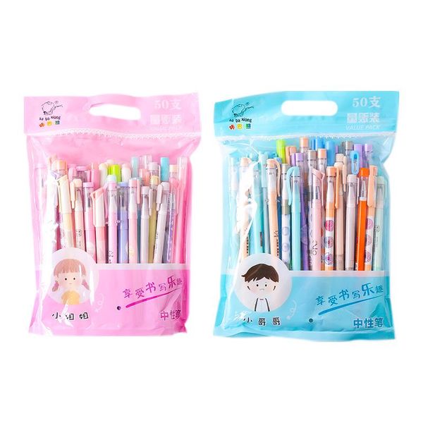 Pens Cartoon Creative Gel Stifte Großhandel 30/50pcs Gel Stift Set Value Pack Schüler Kinder Schreiben Stifte 0,38 0,35 0,5 mm Schulschreibab