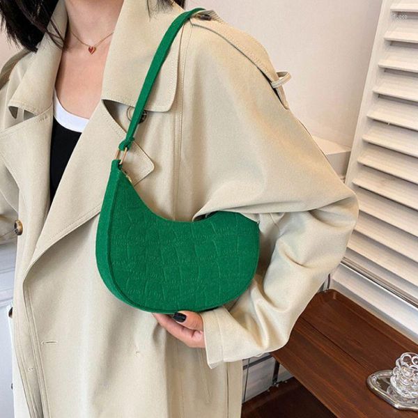 Вечерние сумки, модная фетровая женская сумка, однотонная повседневная мини-сумка для подмышек, женская зеленая сумка через плечо с цепочкой, женская сумка-тоут