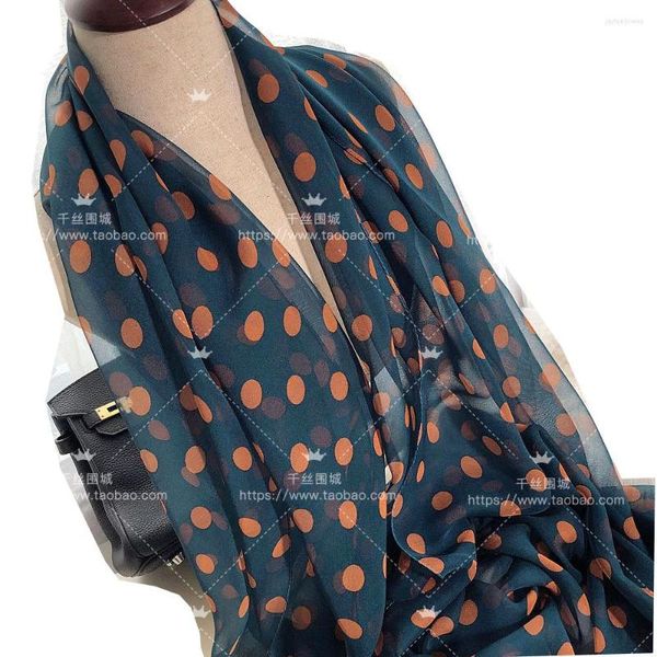 Шарфы модные точки печати шифон жоржет шарф женщины 180 70 см большой длинный мягкий шелковый шаль пляжные банданы