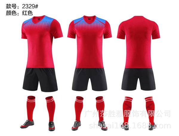 Novo conjunto de roupas de futebol respirável de secagem rápida Roupas de treinamento de futebol para estudantes Roupas de classe para adultos e crianças Ternos de futebol Carta Prin