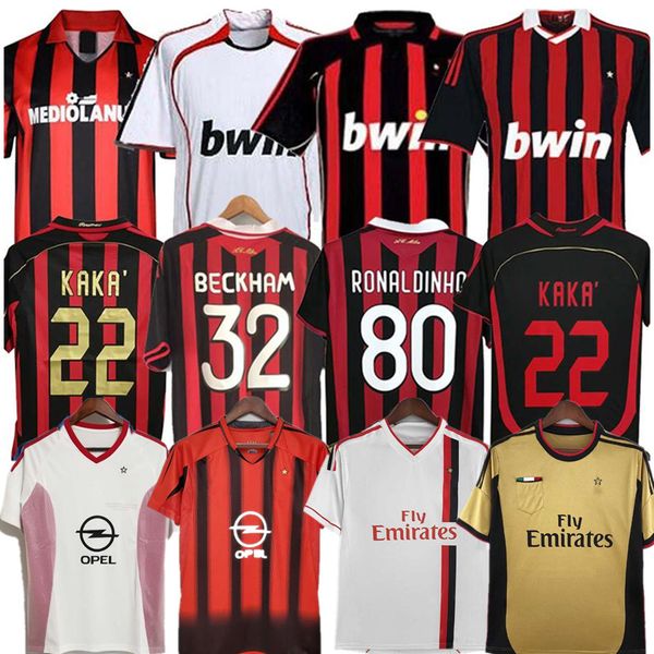 1990 AC Milans Retro Soccer Jerseys Kaka 2000 2006 2007 2009 2010 2012 Milan Football Forbing Gullit 1988 1996 97 Van Basten Inzaghi Ronaldinho Vintage Classic