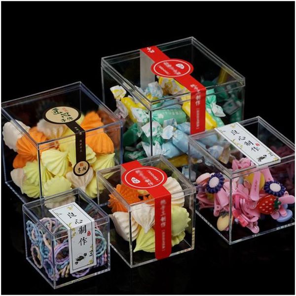 Confezione regalo Acrylex Square Box Vetrina - Contenitore in plastica rigida trasparente per feste S Baby Showers Compleanni Natale 3 Siz Dhr7V