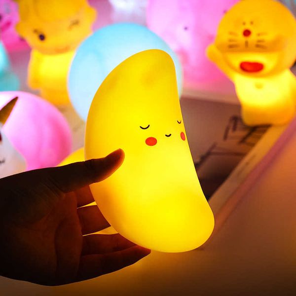 Cartoon Nachtlicht LED Nette Dekoration Lampen Mond Bär Dinosaurier Mädchen Kinder Kinder Spielzeug Geschenke für Schlafzimmer Nacht Zimmer Lichter HKD230628