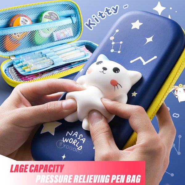 Сумки для хранения 3D Cat/Rabbit Pen Case Eva Pencil Box Организатор канцелярских товаров для девочек детские школьные принадлежности офис Kawaii Pink Cat