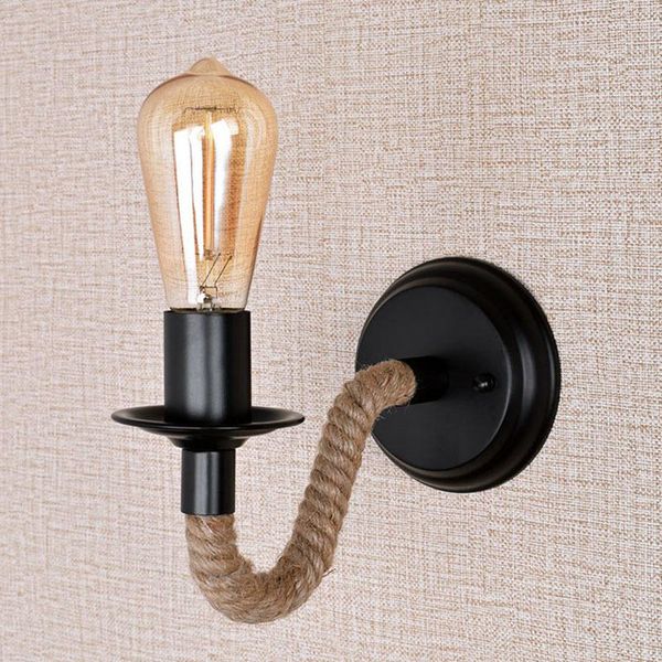 Lampada da parete Homhi Vintage Sconce Lampade per interni Deco Murale Candela industriale Applique Corda Rustic Country Decor Room HWL-038