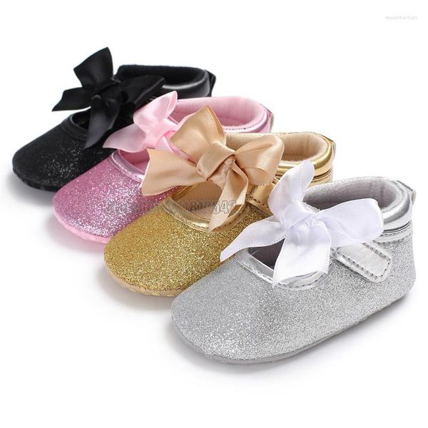 First Walkers Baby Toddler Kids Girls Pu Princess Bow Loving Heart Bowknot Lace Up Glitter Sole Sneaker Shoes