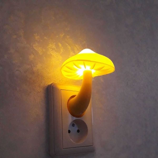 s LED Night Mushroom Wall Socket Lamp EU US Plug Warm White-control Sensor Детский сон Свет для спальни Домашнее украшение HKD230628