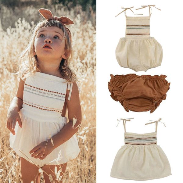 Rompers Liilu Beautiful Baby Girls Vintage Romper and T shirt Блузка для девочек Lovley Linen Bubble Playsuit Летняя детская футболка 230628