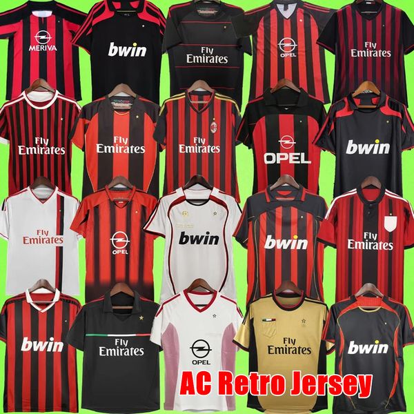 1988 AC Retro Soccer Jerseys milans 1990 1996 2000 2006 2009 2010 2012 MILAN camisa de futebol Gullit milans Van Basten KAKA Inzaghi RONALDINHO Vintage Classics jerseys