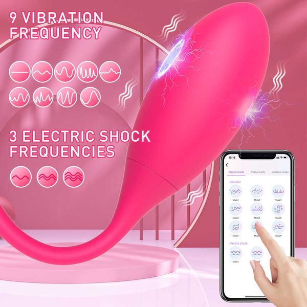 Nxy Vibrators APP Control Electric Shock Vaginal Kegel Ball Vibrator For Women Wireless G Spot Stimulate Vibrating Egg Sex Toys Femme 230627