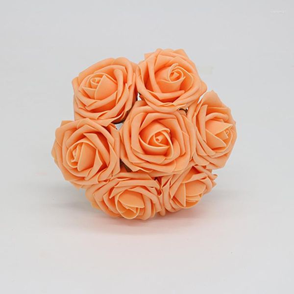 Fiori decorativi Rose in schiuma artificiale da matrimonio arancione chiaro Diametro 3 