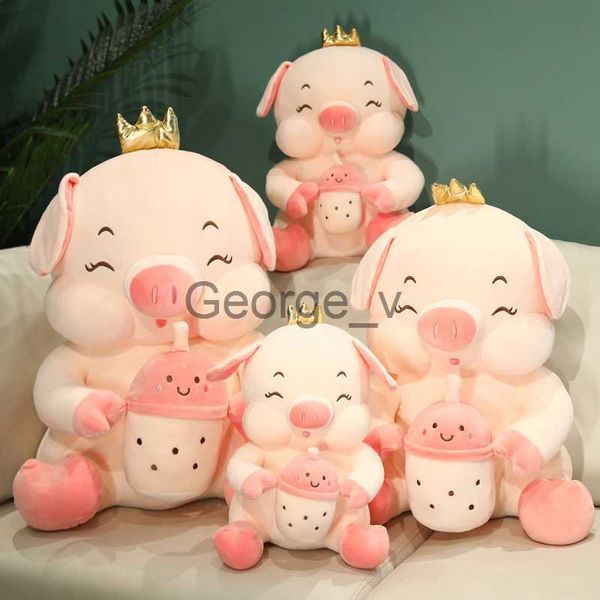 Animali di peluche ripieni Carino Boba Tè al latte Maiale Peluche Giocattolo Animali di peluche morbidi Gusto Tè al latte Abbraccio Cuscino Bambola Palle Bubo Cuscino per tazza di tè J230628